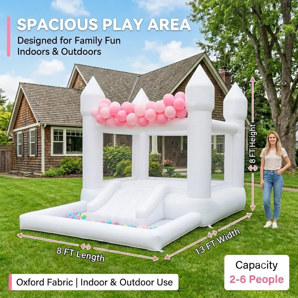 Inflatable Bounce House With Slide And Ball Pit For Kids