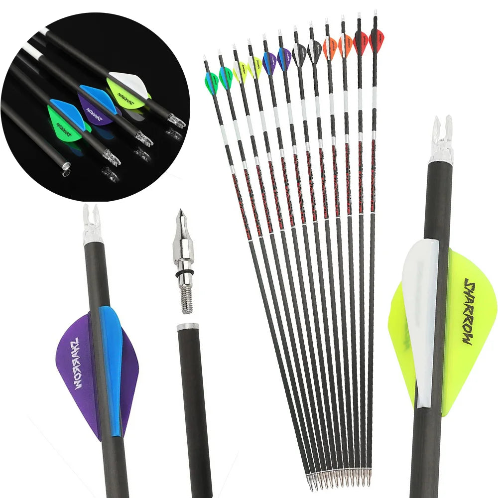 Pure Carbon Archery Arrows High Precision For Hunting Sports