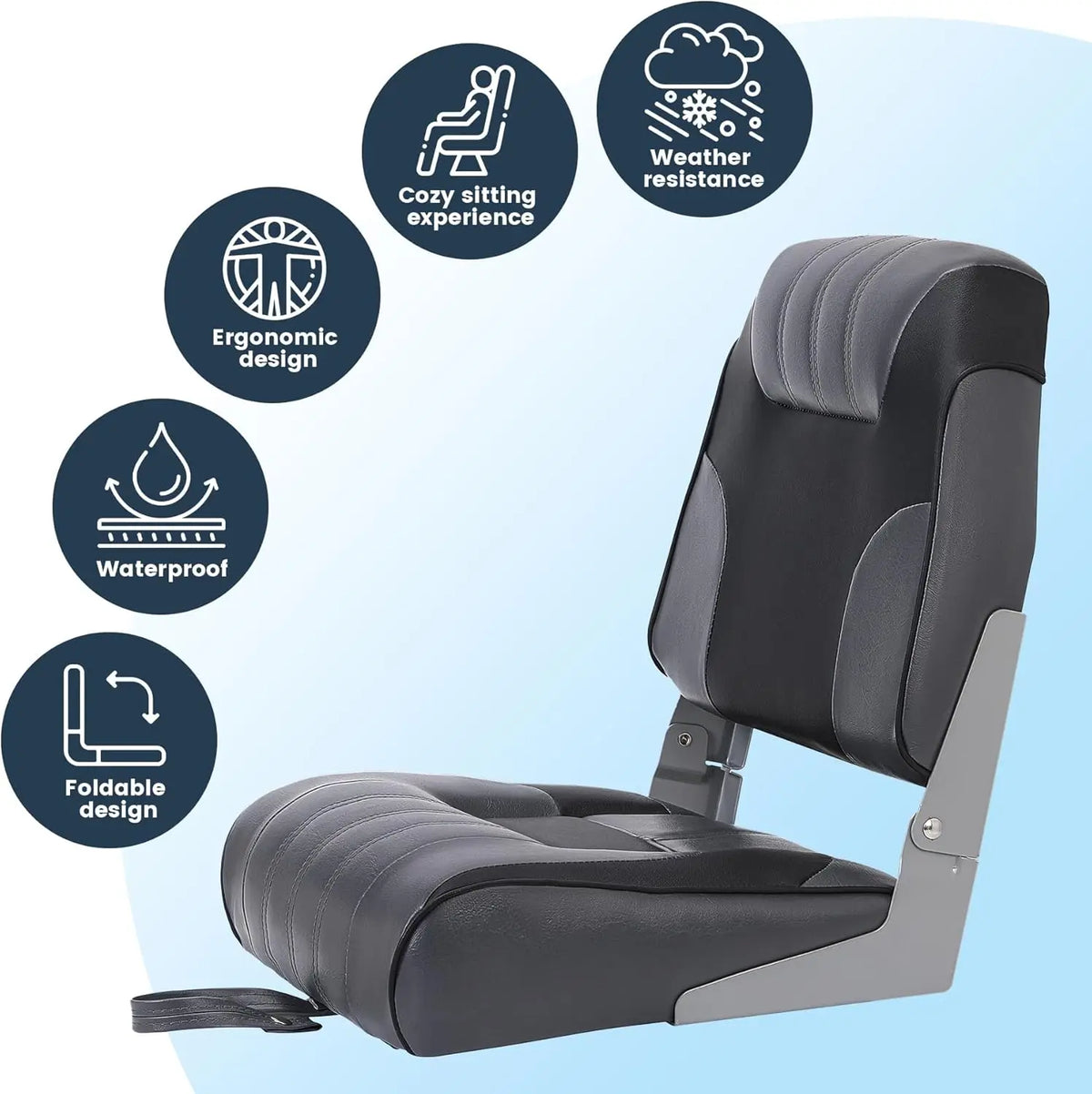 TWISTER.CK Two Pack Boat Seat With High Back Folding Cushion