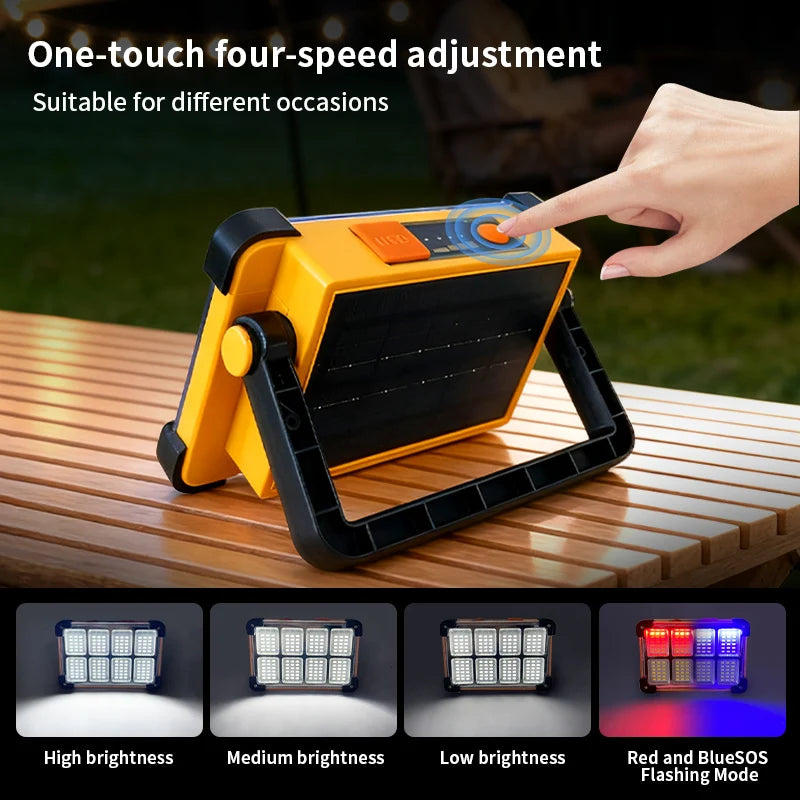 Morglad Solar Rechargeable Led Work Light Portable Outdoor Camping Floodlight