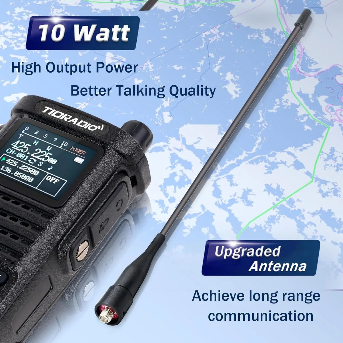 TIDRADIO TD-H8 10W Long Range Two Way Radio Emergency Walkie Talkie