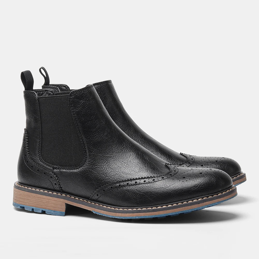 Hecrafted Men Ankle Boots With Zip And Metal Decoration