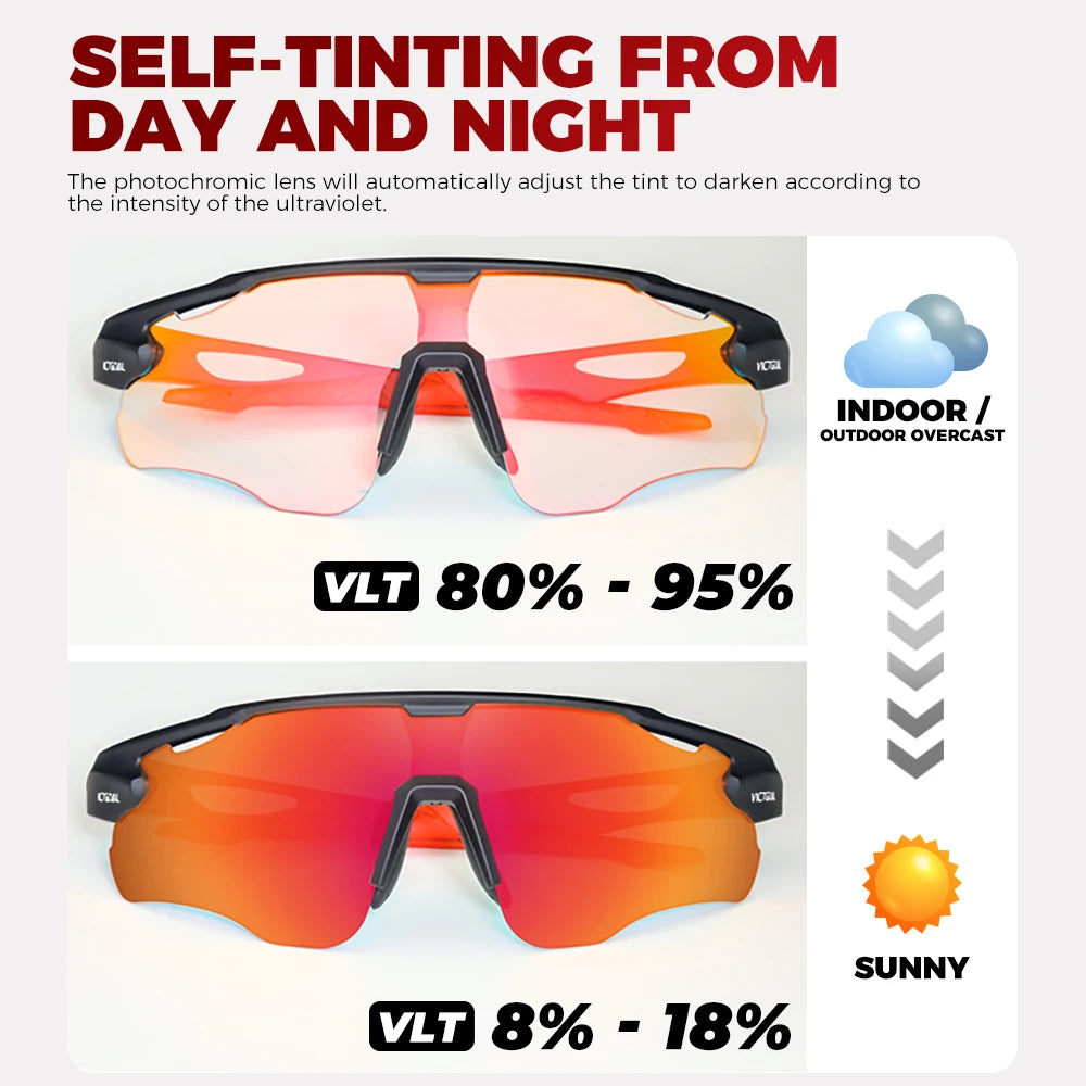 Victgoal Photochromic Cycling Sunglasses UV400 Protection For Men Women
