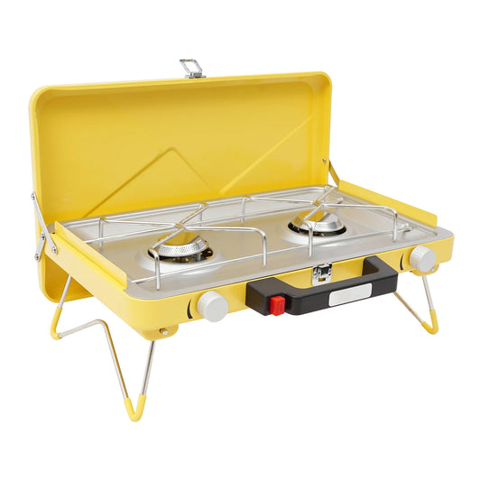 Two Burner Camping Stove 3500W Portable Gas Grill With Piezoelectric Ignition