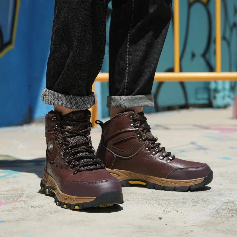 Veigar Men Waterproof Leather Steel Toe Safety Boots