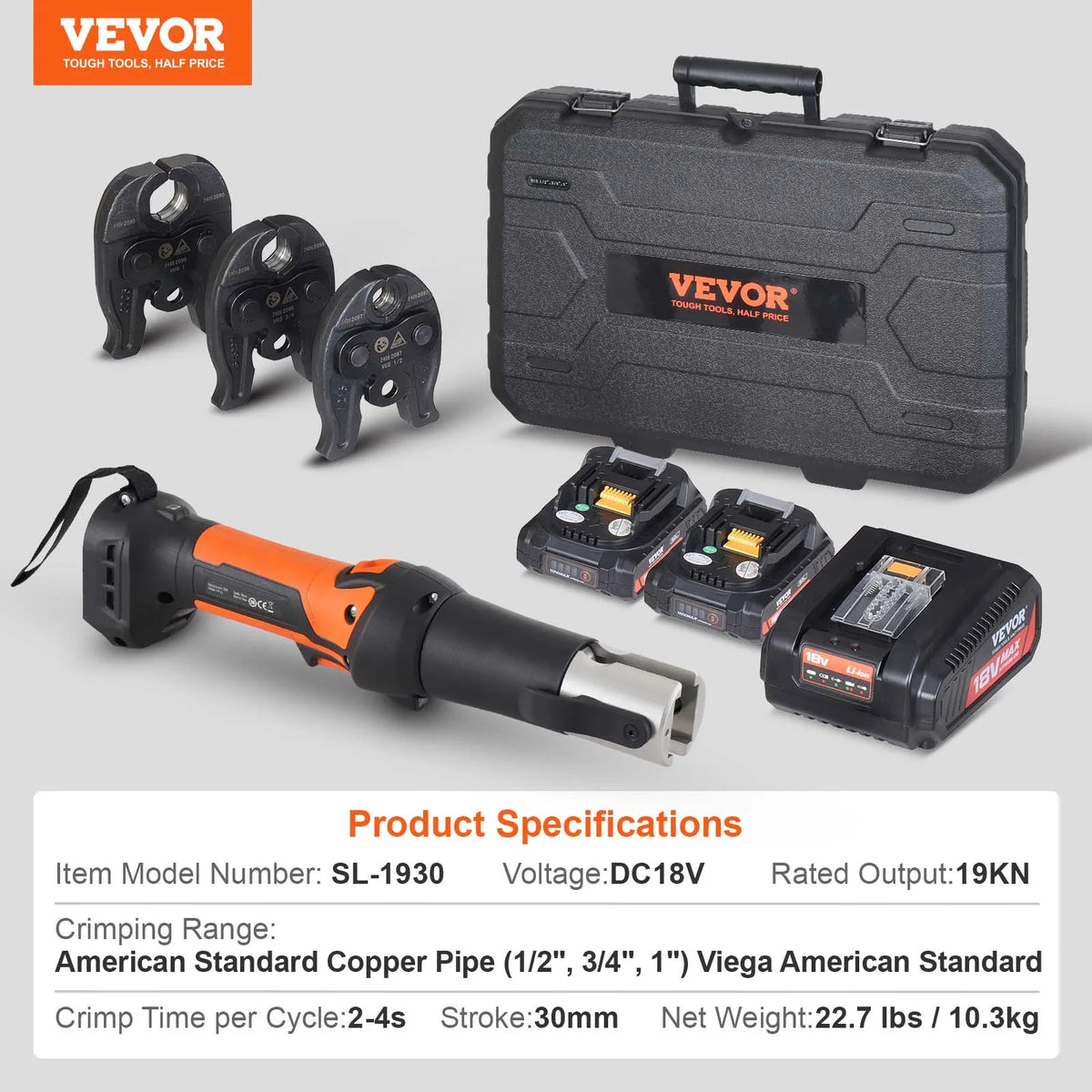 SucceBuy 18V Cordless Electric Pipe Crimping Press Tool