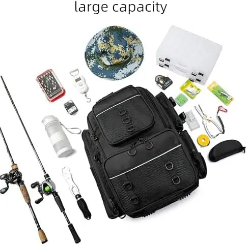 YTYIN Fishing Backpack Tackle Bag With Tackle Boxes Waterproof Oxford Fabric