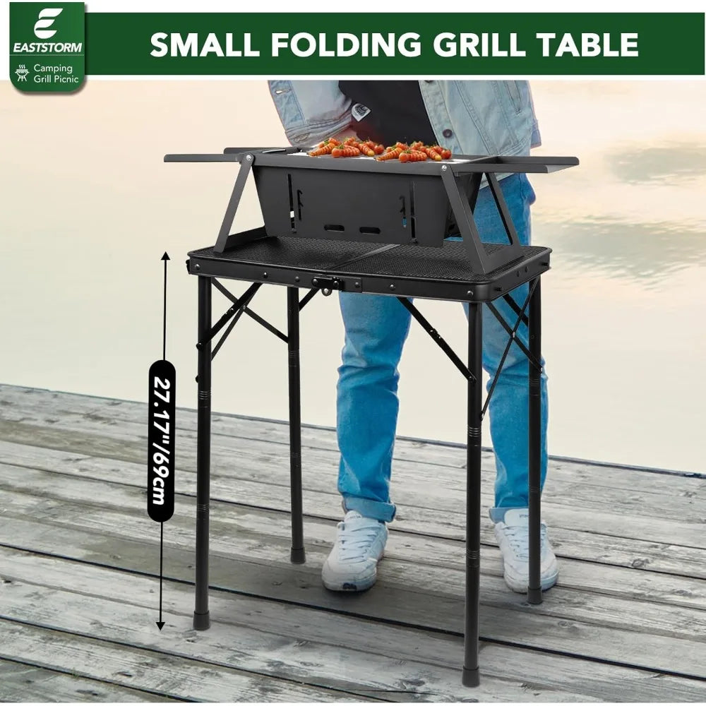 XIUWO Folding Grill Table Outdoor Portable Metal Mesh Surface