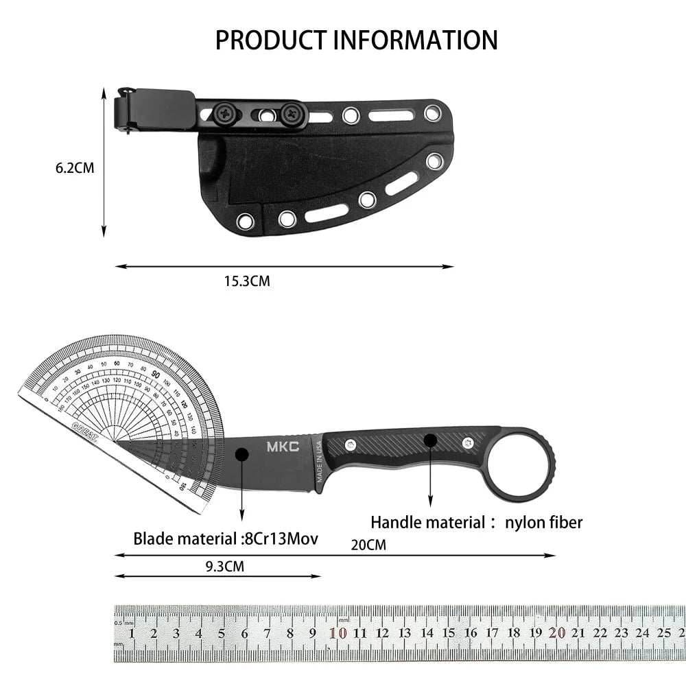 Wargoat Tactical Straight Knife With Stainless Steel Blade