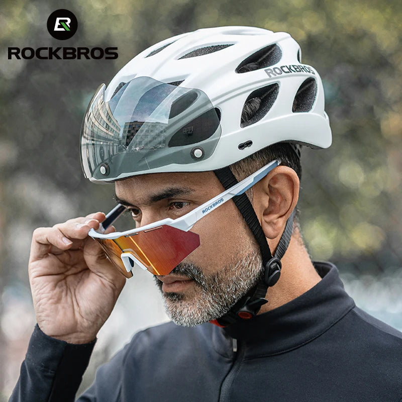 ROCKBROS Lightweight Integrated Cycling Helmet With Goggles For MTB Road