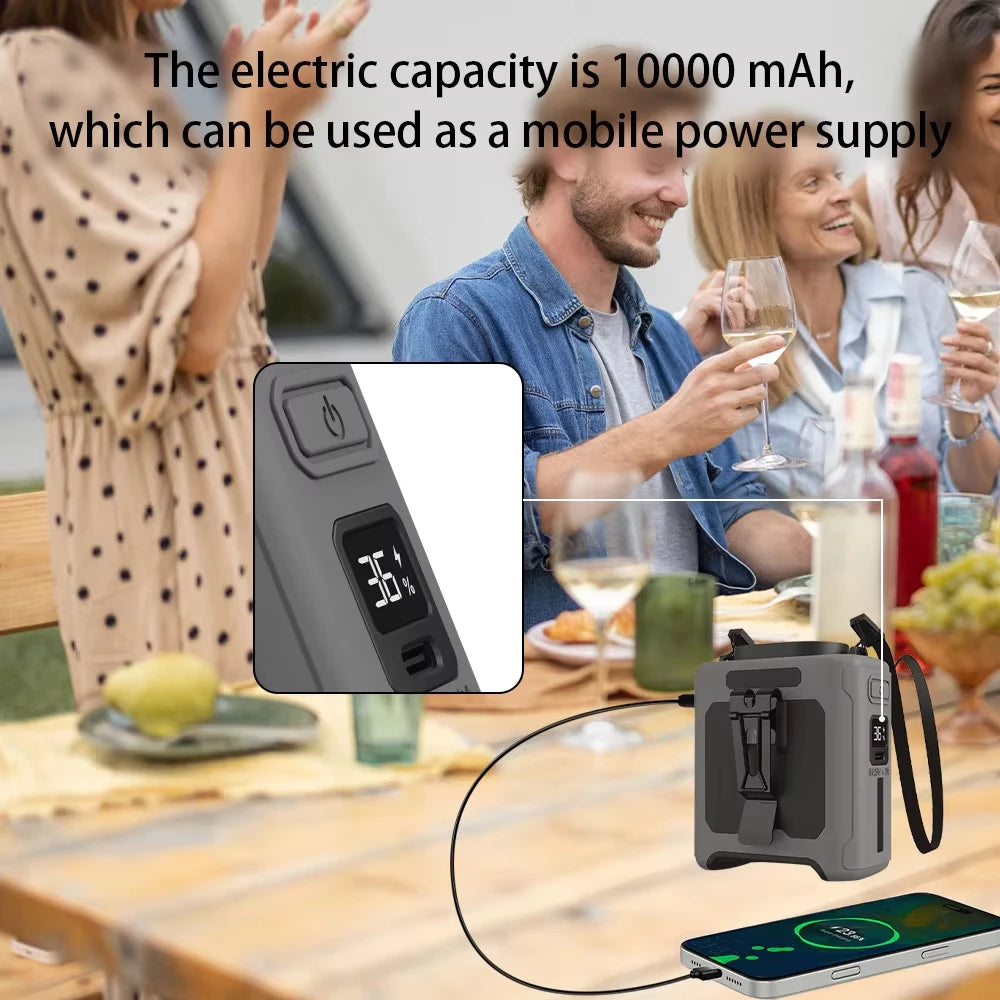 10000mAh Portable Waist Clip Fan Wearable Personal Fan 5 Speed