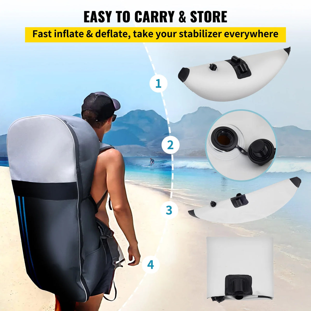 SucceBuy Inflatable Kayak Outrigger Stabilizer Float System