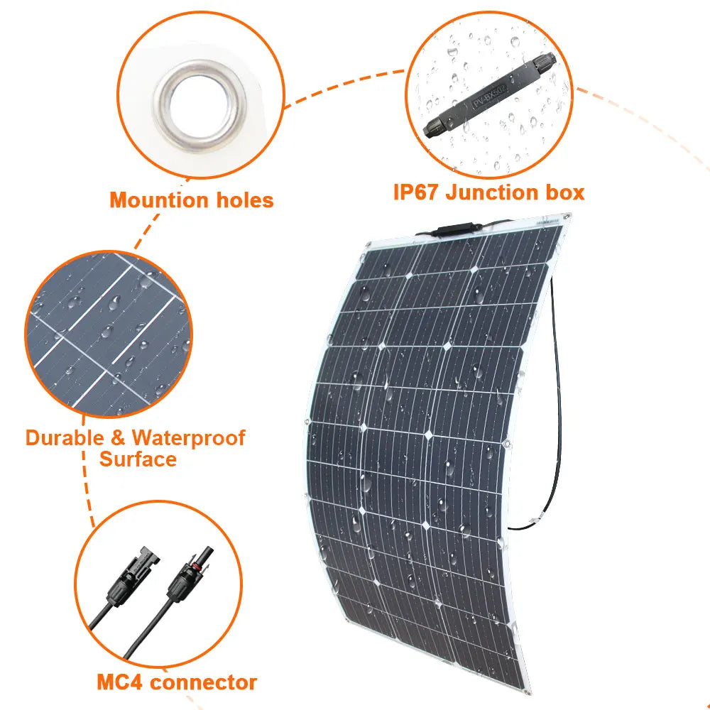 DGSunlight Flexible 100W 12V Monocrystalline Solar Panel