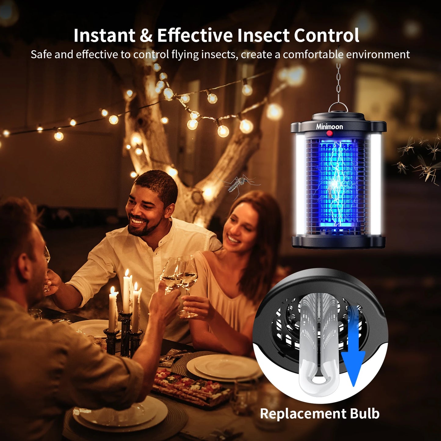 Bug Zapper Outdoor Mosquito Zapper With Led Light 4200V 15W