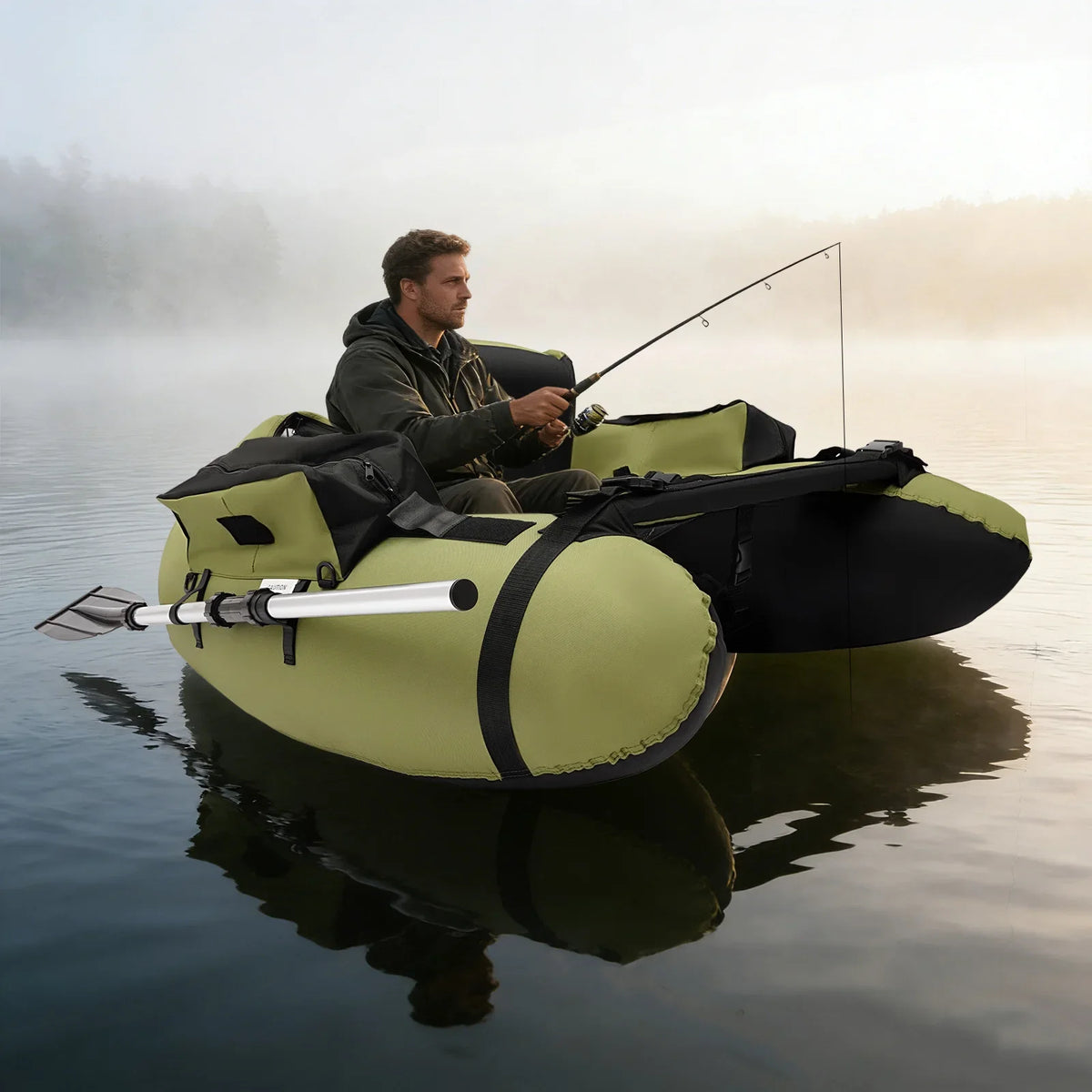 Inflatable Fishing Boat With Hand Pump 130kg Load Capacity For Fishing