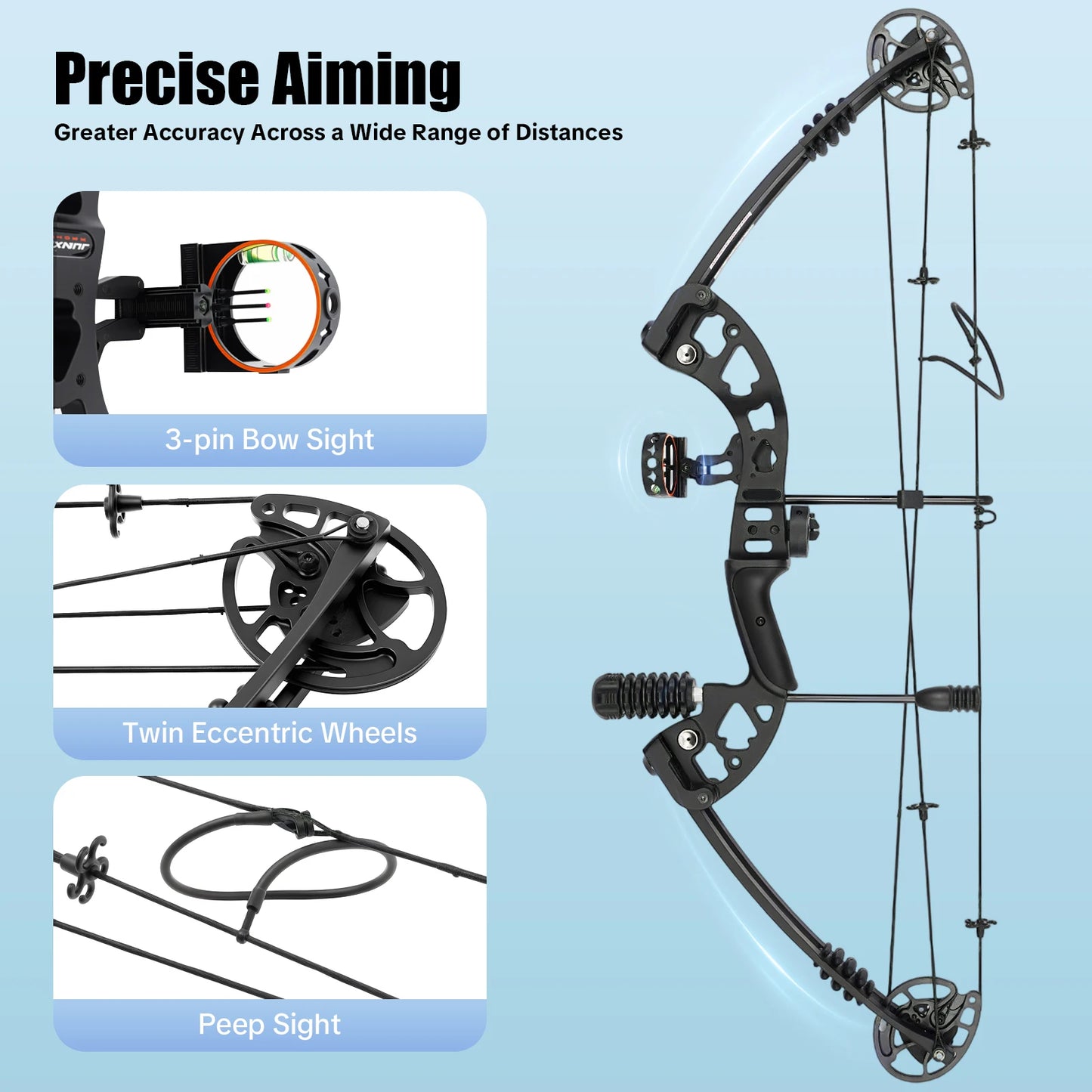 Compound Bow Hunting Kit With 12 Arrows 3 Pin Sight