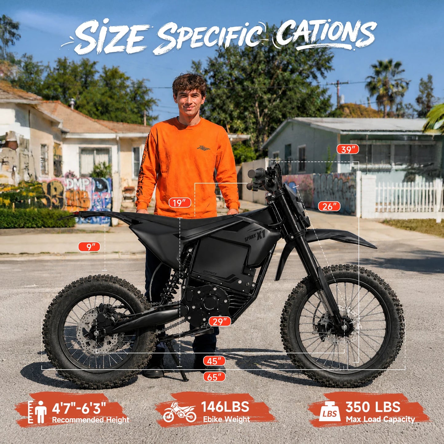 QRONGE X1 Spark L Electric Dirt Bike 4500W Peak 50MPH