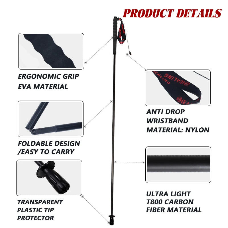 OKHEALING Anti Shock Carbon Fiber Trekking Poles For Hiking