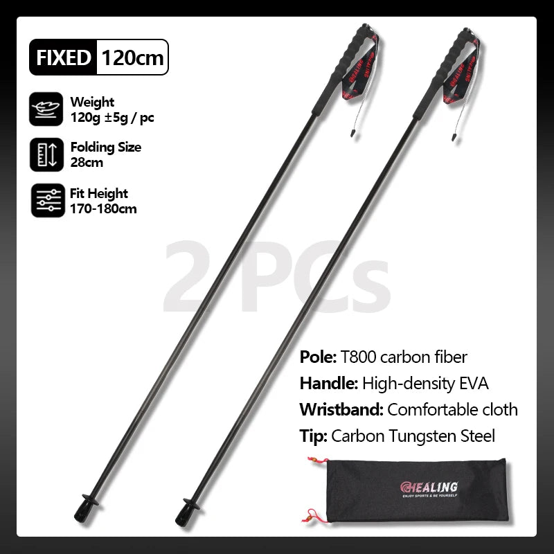 OKHEALING Anti Shock Carbon Fiber Trekking Poles For Hiking