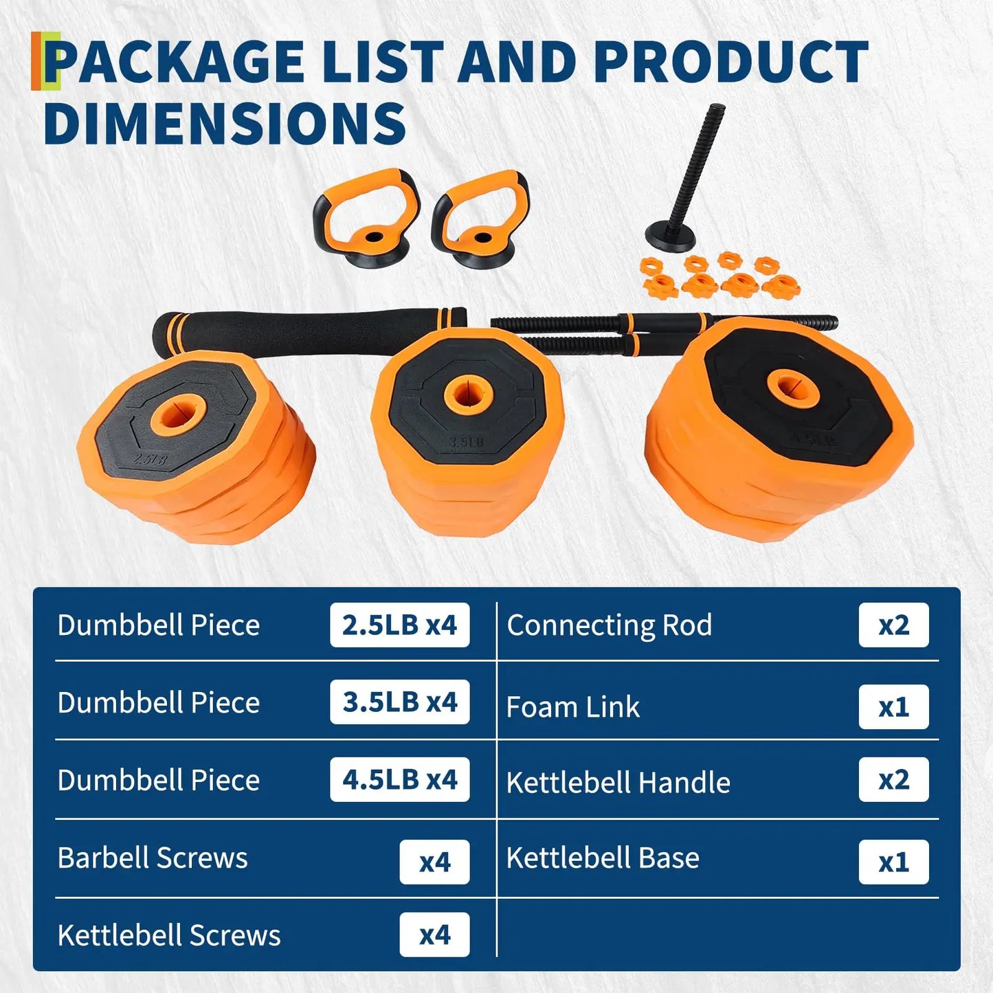 Adjustable Dumbbells 4 In 1 Home Gym Set Barbell Kettlebells
