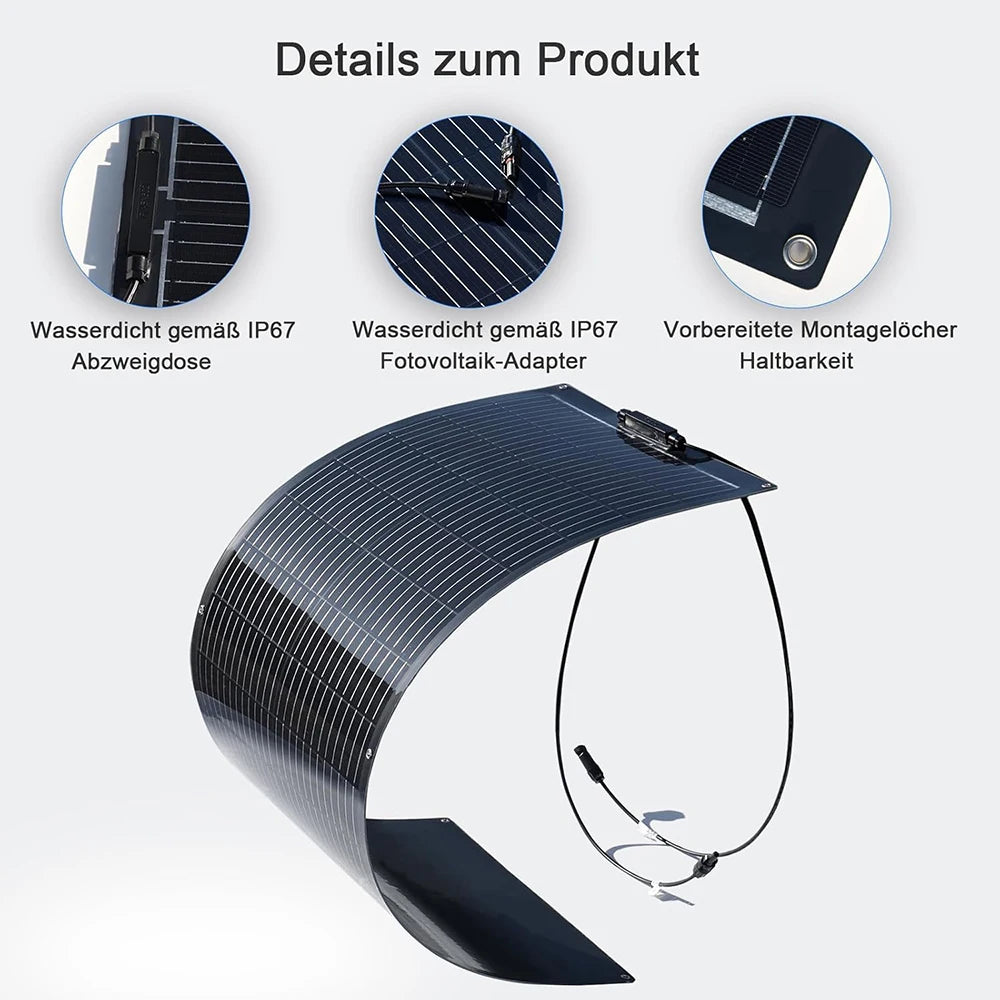 WUZECZ 200W Flexible Monocrystalline Solar Panel Kit Includes Controller