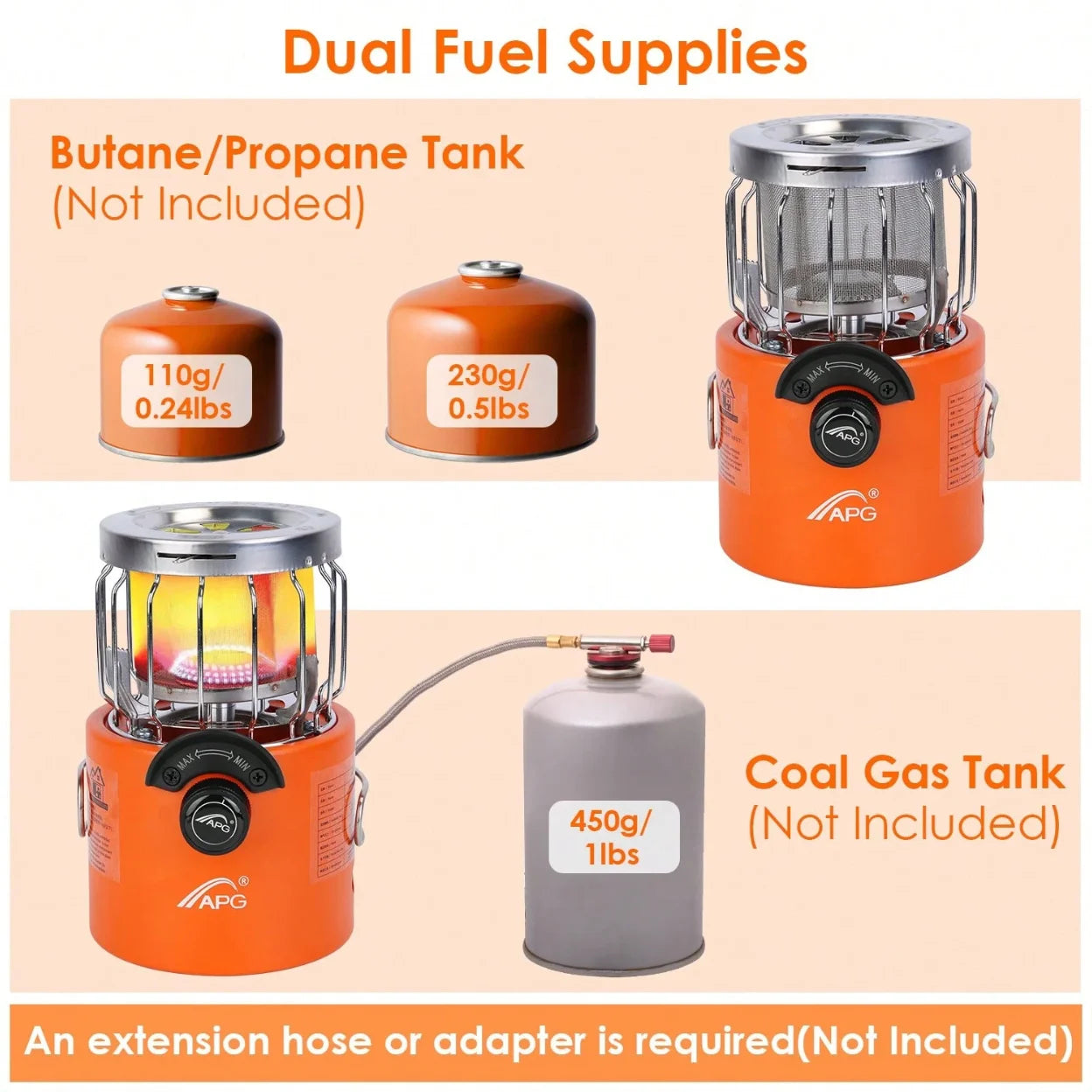 2 In 1 Portable Propane Heater Stove For Outdoor Camping