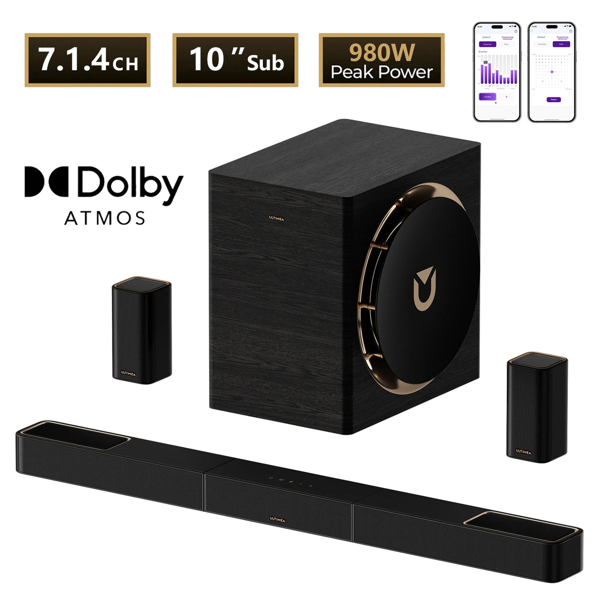 Ultimea 714 Channel Soundbar With Dolby Atmos And Wireless Speakers