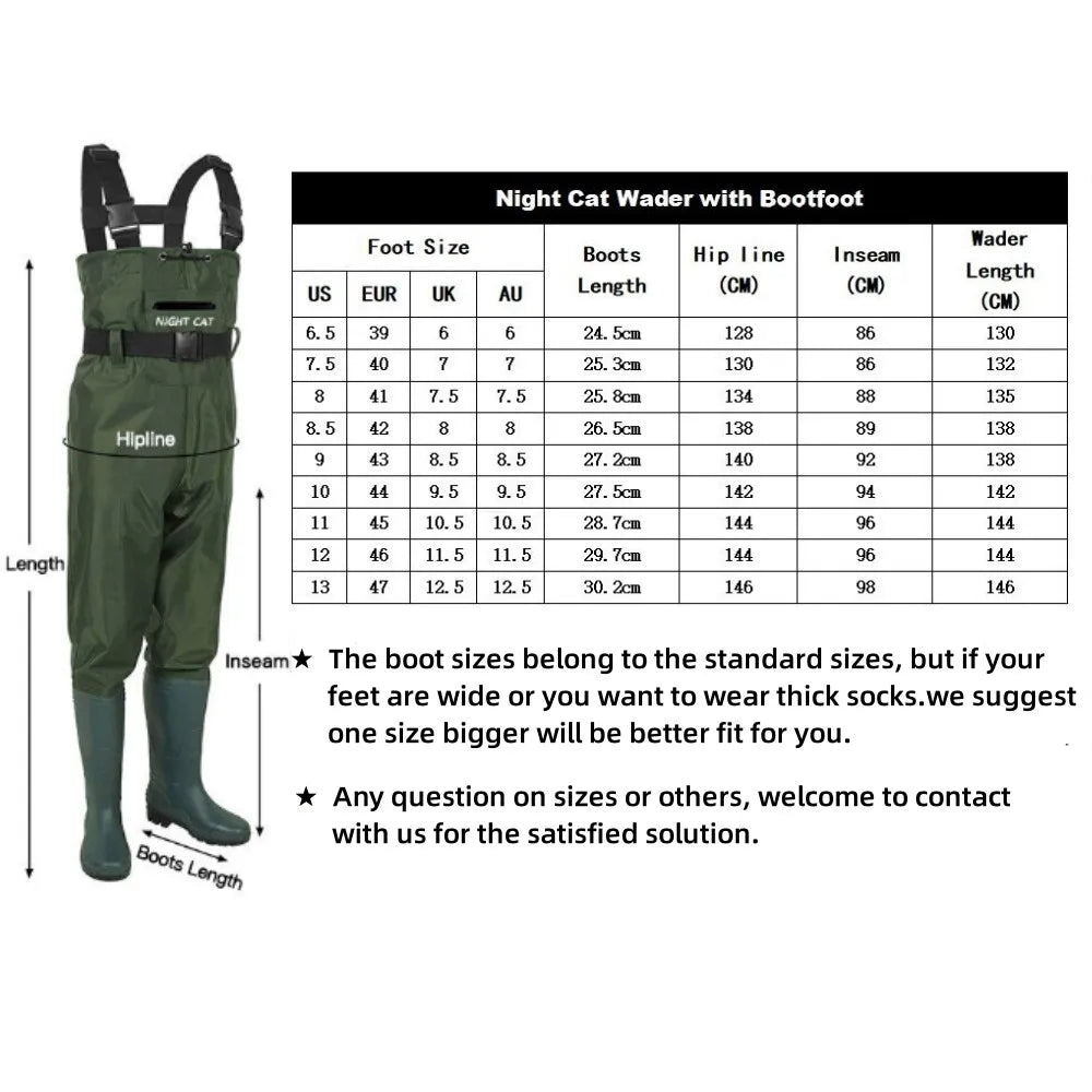 Night Cat Waterproof Chest Wader Boots for Men Women