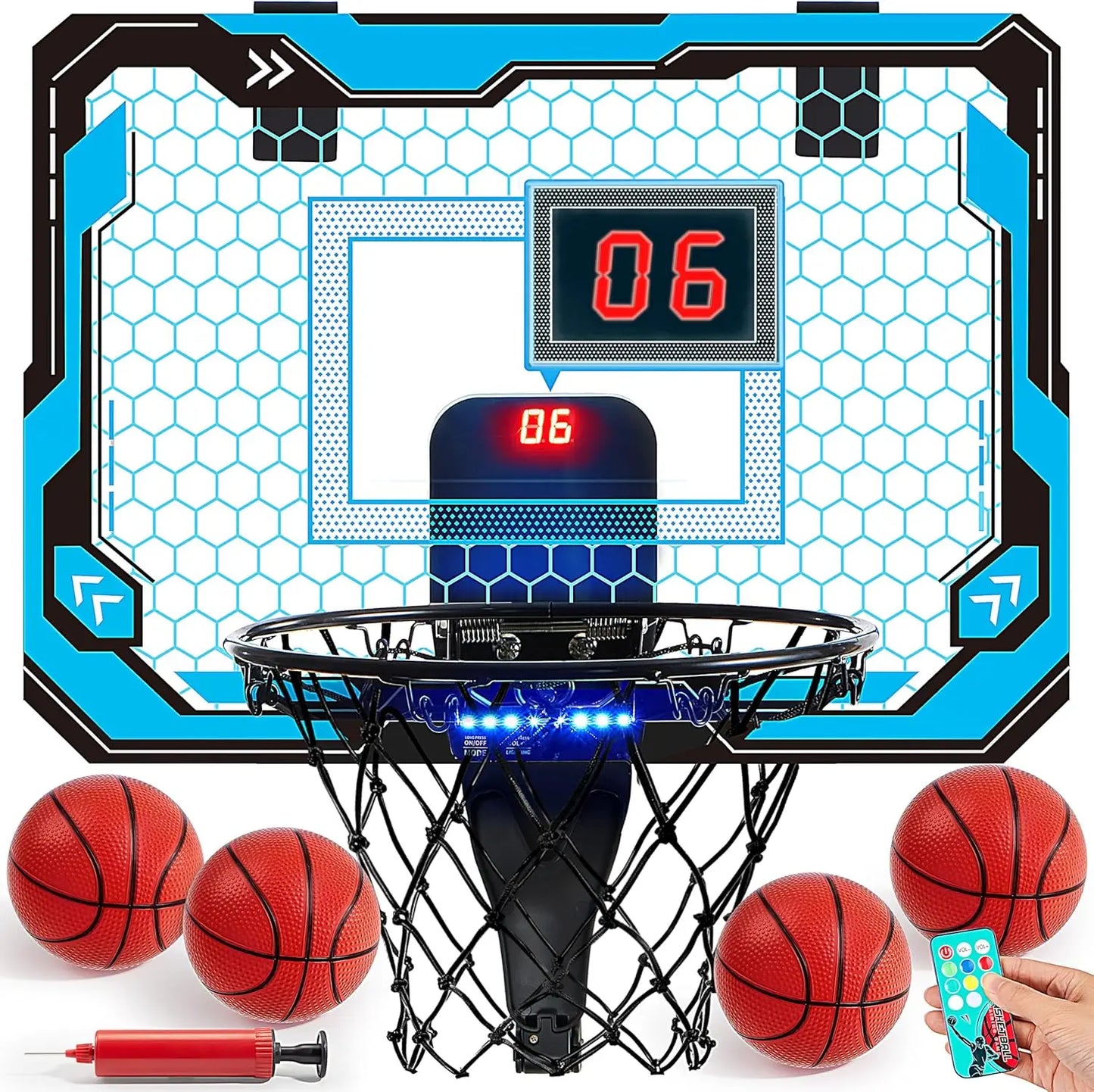 Joyfy Mini Indoor Basketball Hoop Light Up Over The Door With Scoreboard