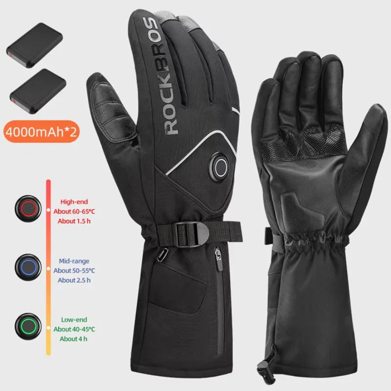 Rockbros Rechargeable Heated Gloves For Winter Sports And Motorcycling