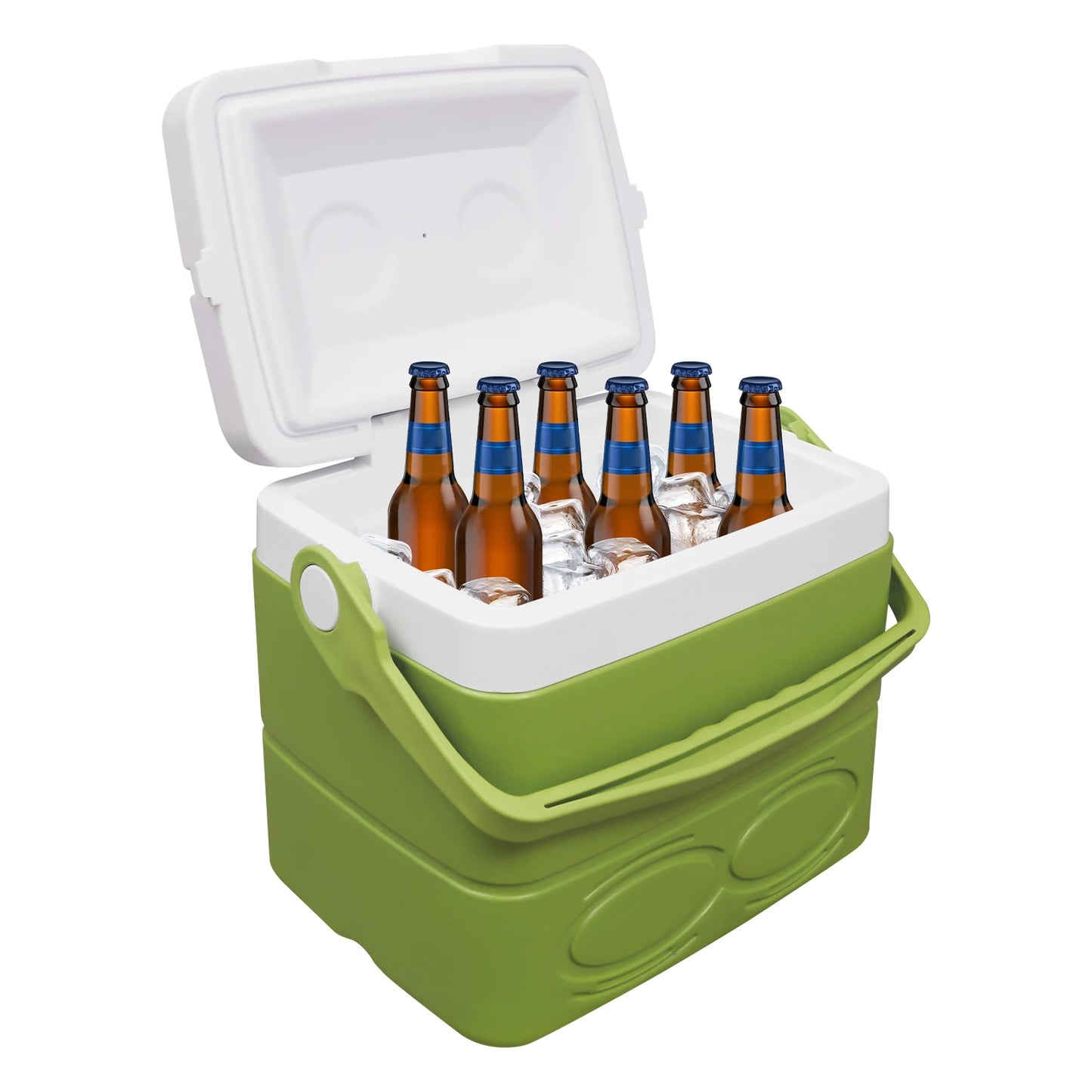 Portable Insulated Cooler With Cup Slots And Handle For Beach