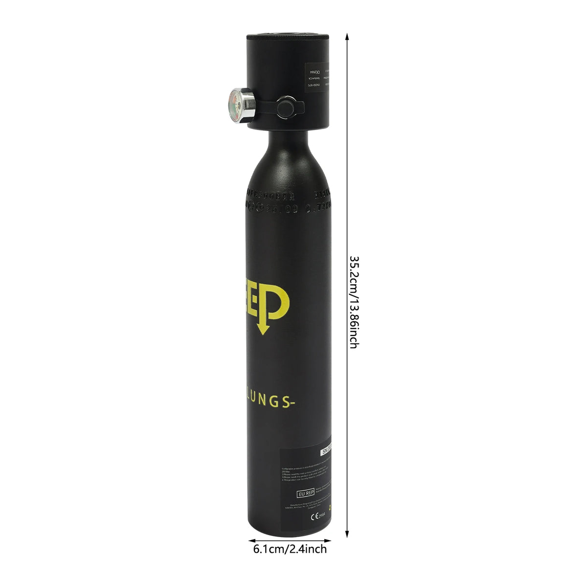 Mini Diving Tank Kit 6061 Aluminum Cylinder With Pressure Gauge