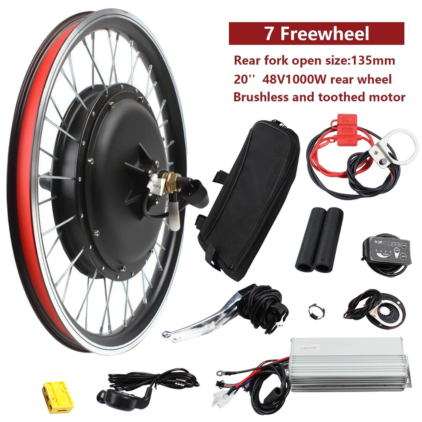 20 Inches E Bike Rear Wheelset 48V 1000W LED Display