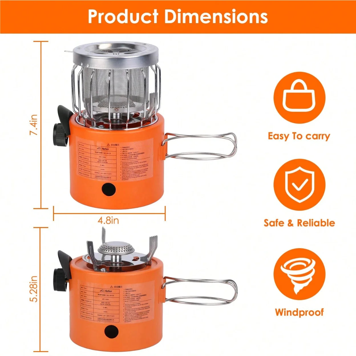 2 In 1 Portable Propane Heater Stove For Outdoor Camping
