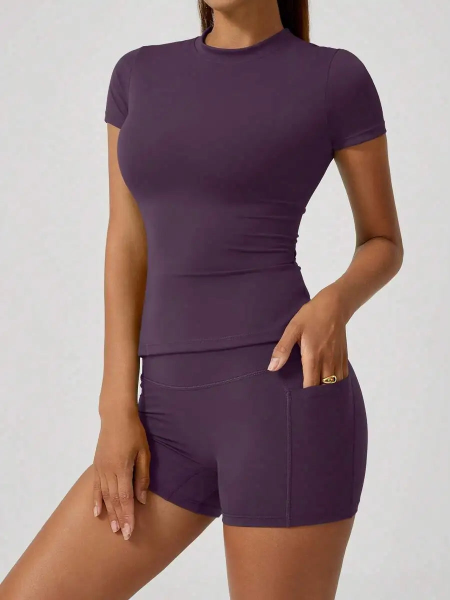 Women's High Waist Sports Shorts Set Tummy Control Butt Lifting