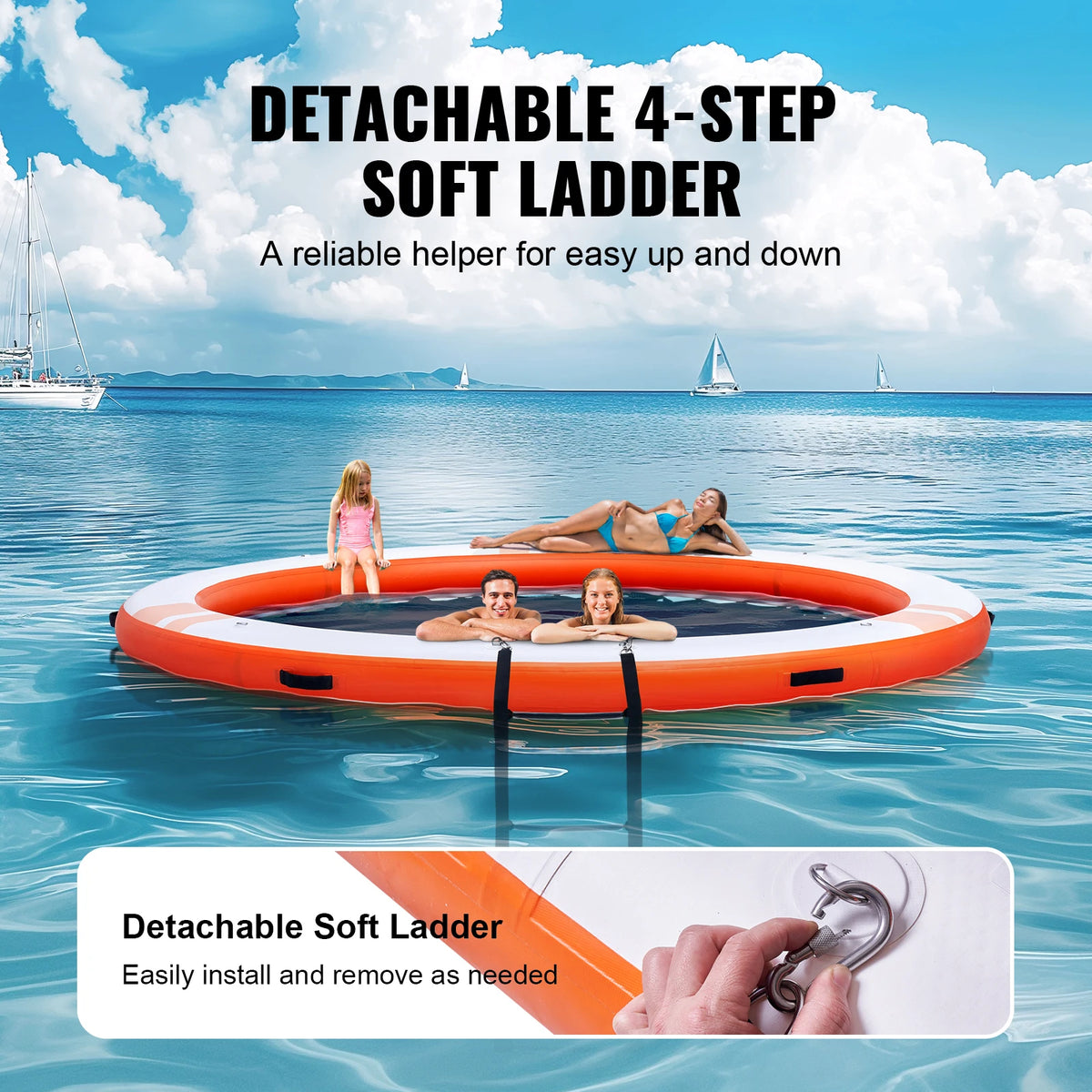 SucceBuy Inflatable Floating Dock Non Slip Platform With Detachable Ladder