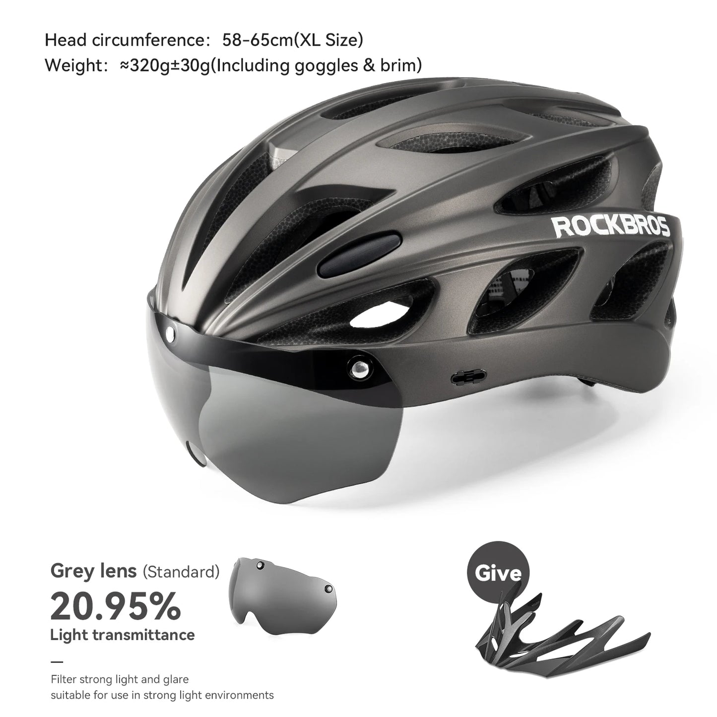ROCKBROS Lightweight Integrated Cycling Helmet With Goggles For MTB Road