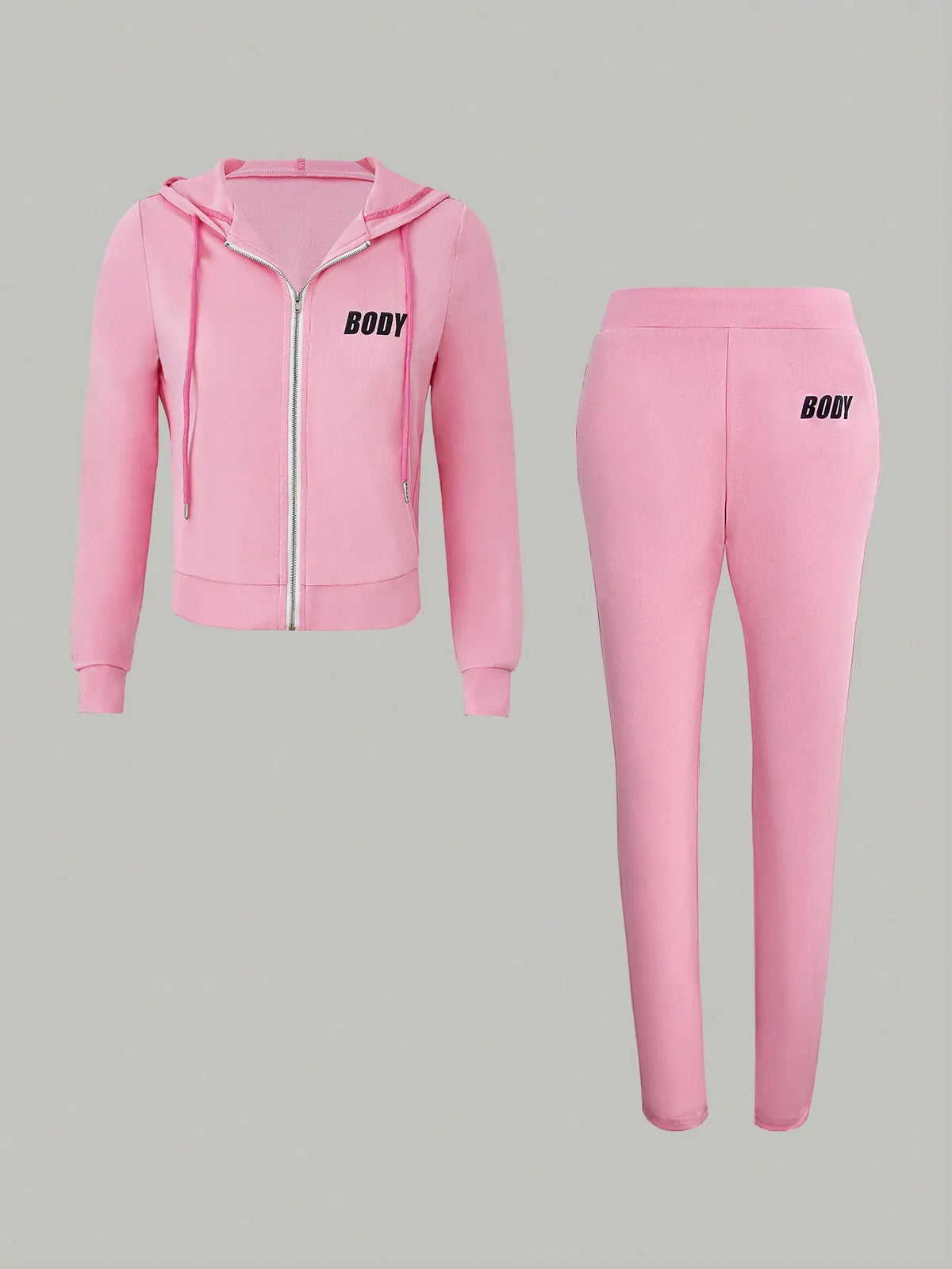 Womens Zipper Hoodie And Jogger Pants Athletic Two Piece Set