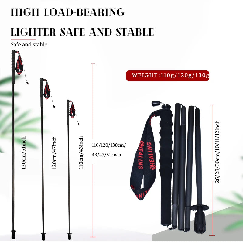OKHEALING Anti Shock Carbon Fiber Trekking Poles For Hiking
