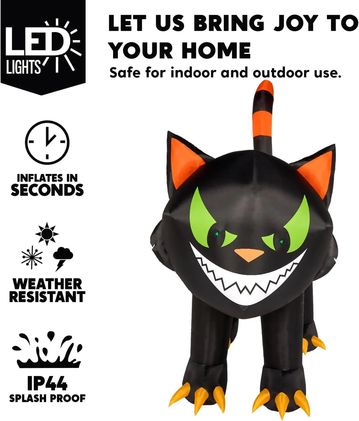 Joyfy Halloween Cat Inflatable With Moving Head LEDs