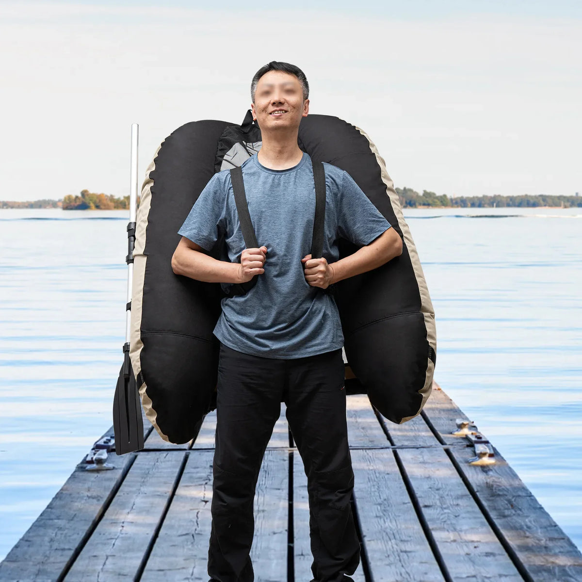 Outdoor Fishing Inflatable Boat Raft With Pump And Adjustable Backrest