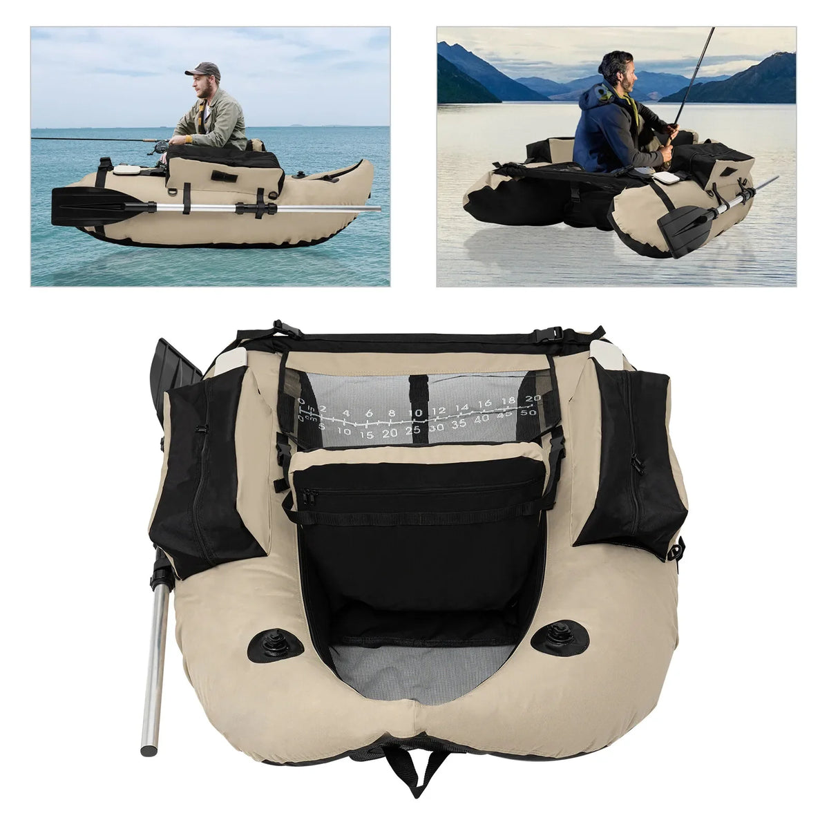 Outdoor Fishing Inflatable Boat Raft With Pump And Adjustable Backrest