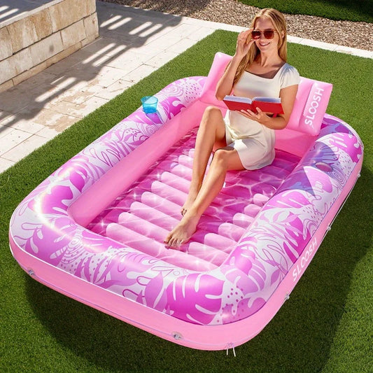 Joyfy Inflatable Pool Lounger Float With Pillow And Headrest