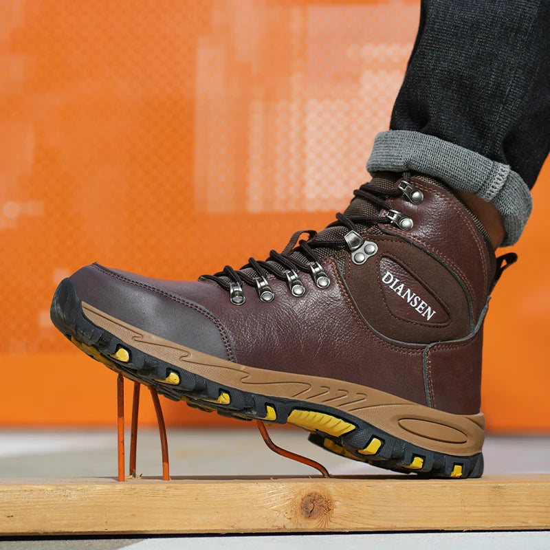 Veigar Men Waterproof Leather Steel Toe Safety Boots