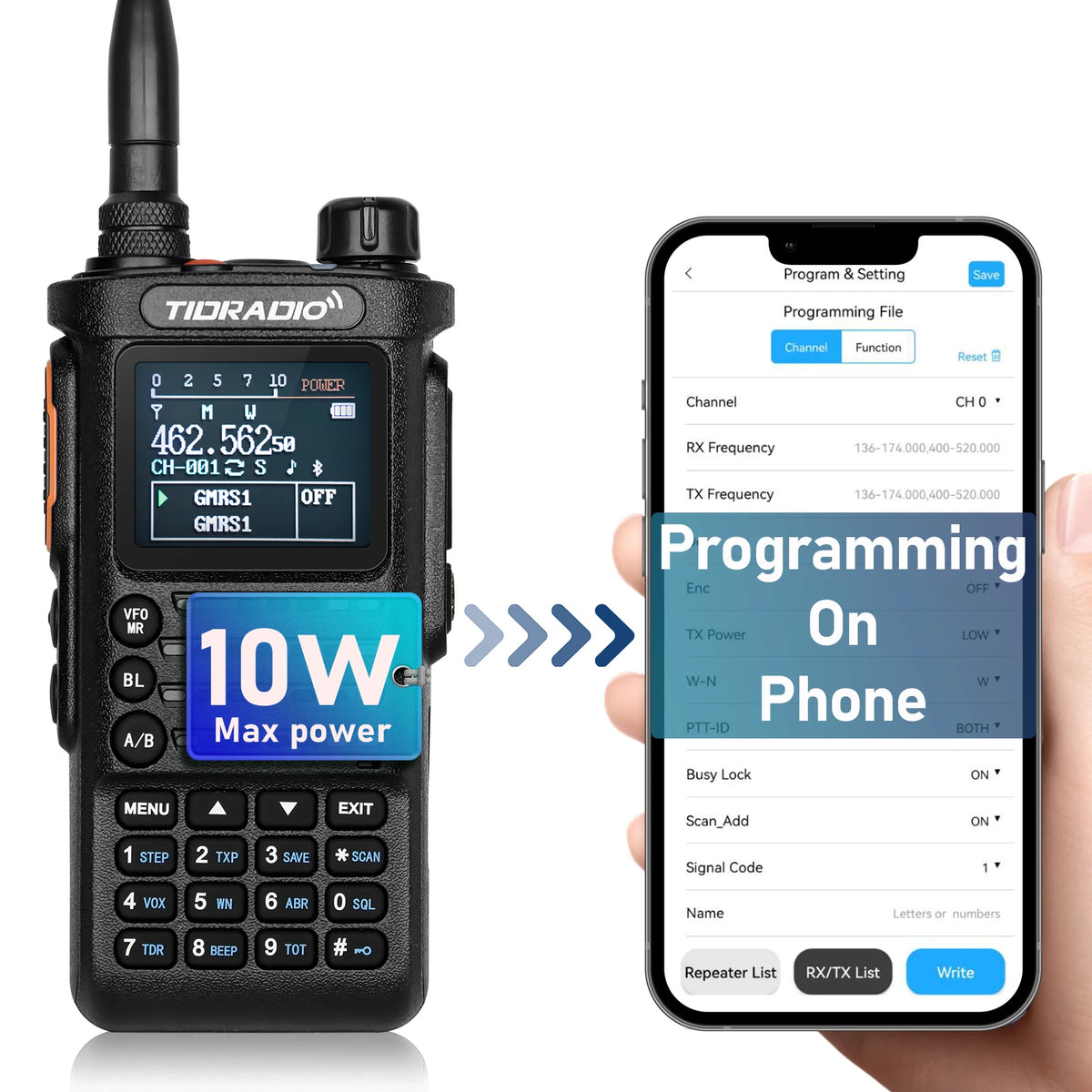 TIDRADIO TD-H8 10W Long Range Two Way Radio Emergency Walkie Talkie