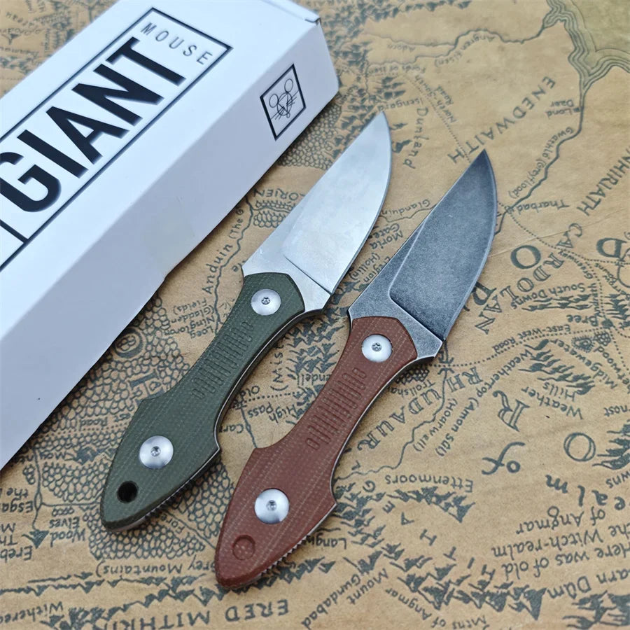 GMF3 Fixed Blade Knife Satin Drop Point With Leather Sheath