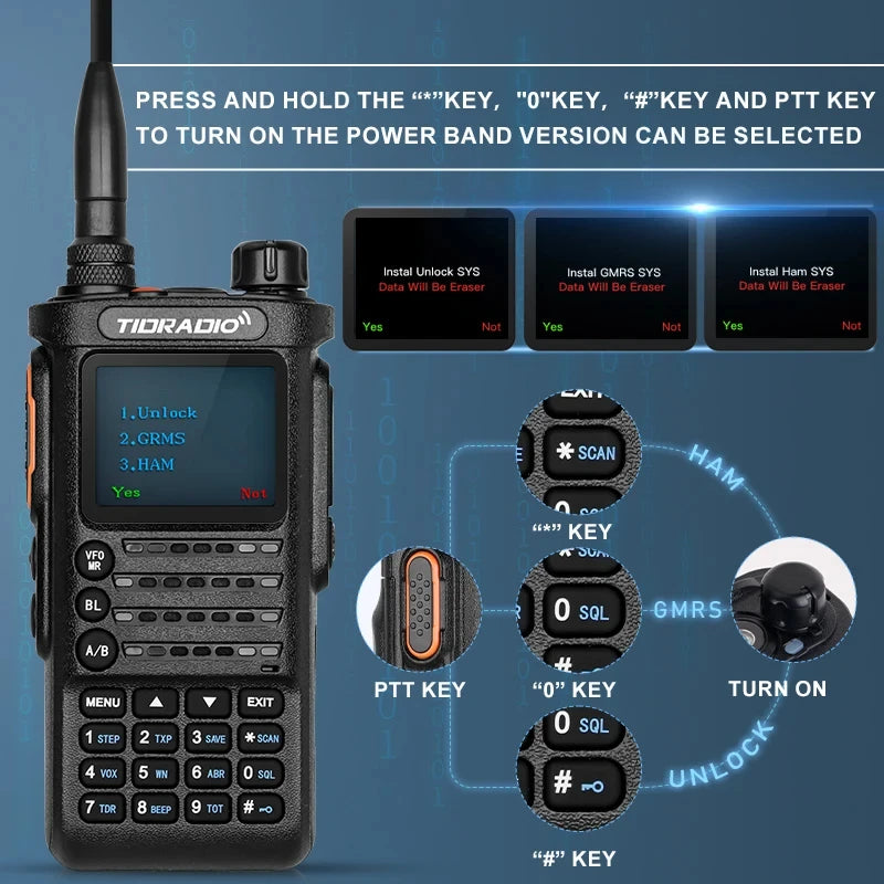 TIDRADIO TD-H8 10W Long Range Two Way Radio Emergency Walkie Talkie