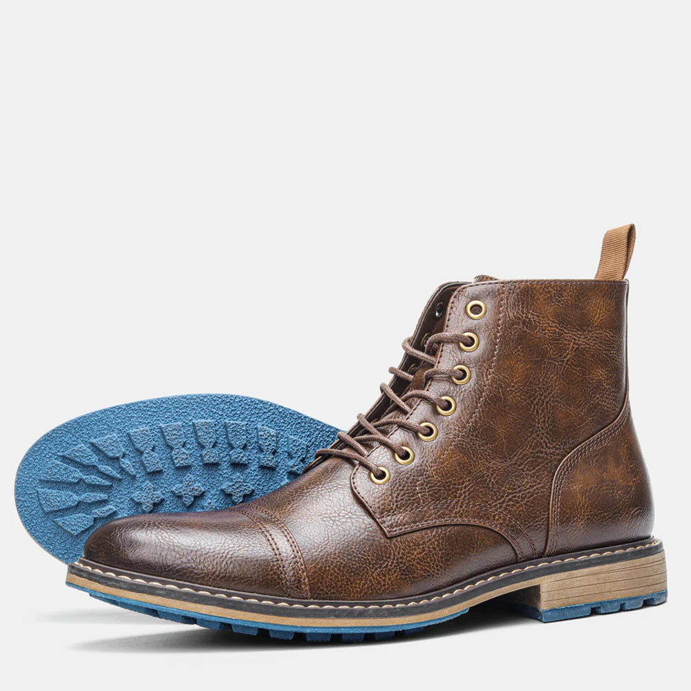 Hecrafted Men Ankle Boots With Zip And Metal Decoration