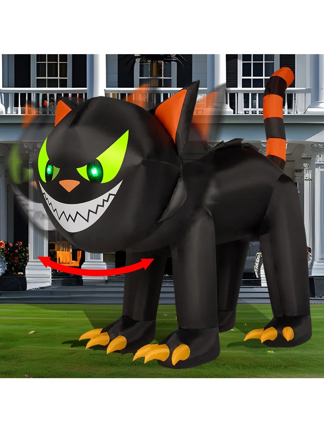 Joyfy Halloween Cat Inflatable With Moving Head LEDs