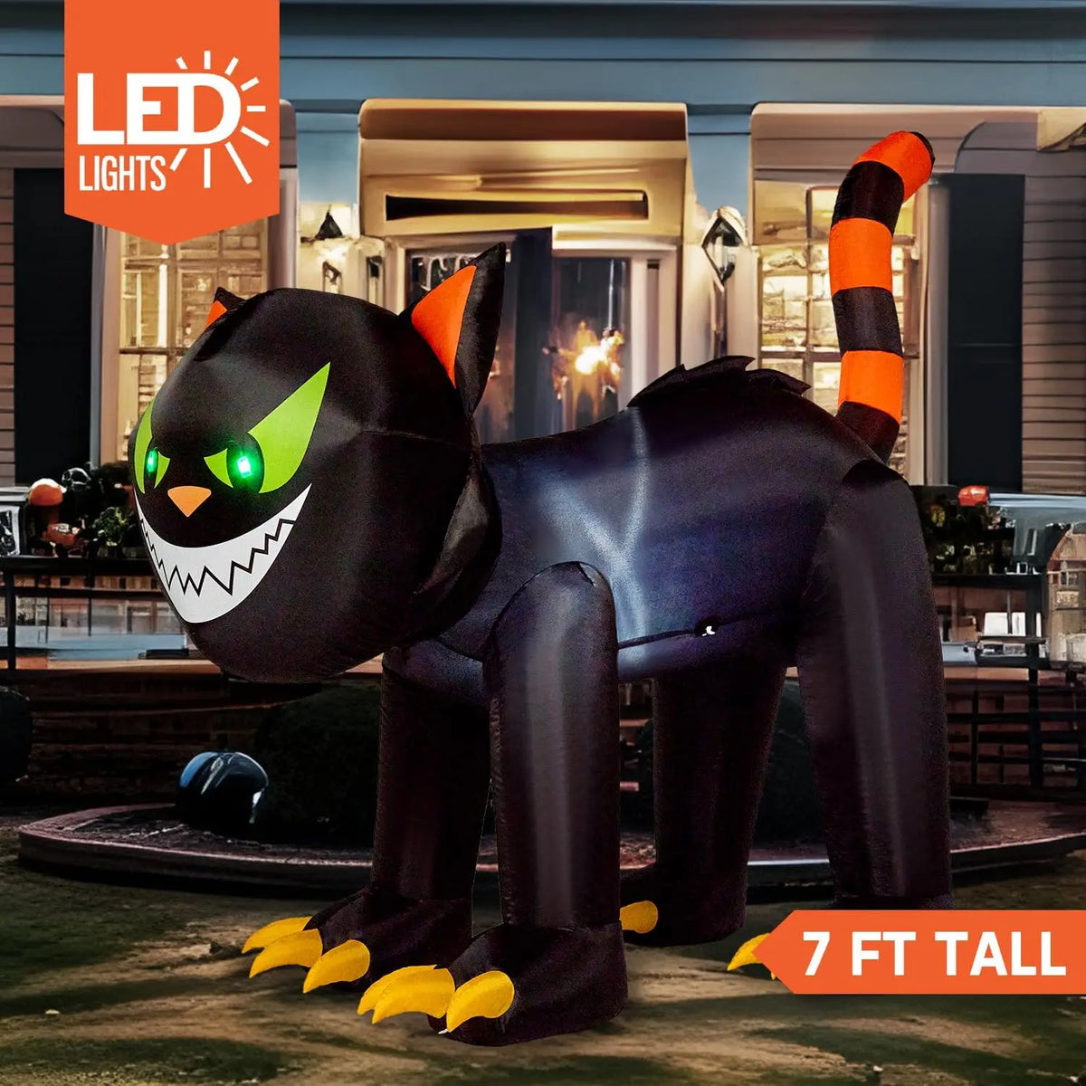 Joyfy Halloween Cat Inflatable With Moving Head LEDs